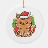 Cute Cartoon Gingerbread Cat Cookie Christmas  Keramisch Ornament (Achterkant)