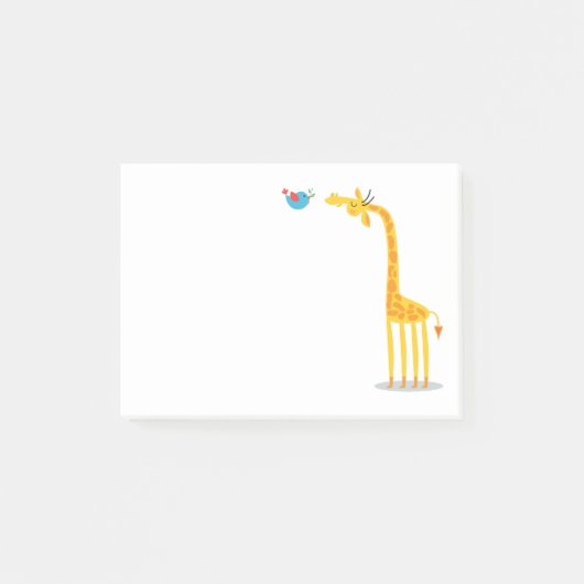 Cute cartoon giraf en vogel post-it® notes (Voorkant)