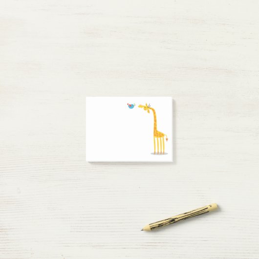 Cute cartoon giraf en vogel post-it® notes (Op bureau)