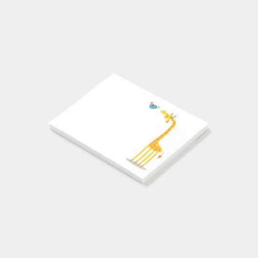 Cute cartoon giraf en vogel post-it® notes (Schuin)