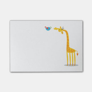 Cute cartoon giraf en vogel post-it® notes