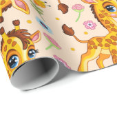 Cute cartoon giraffe cadeaupapier (Rol Hoek)