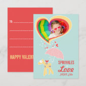 Cute Cartoon Giraffe Classroom Kind Valentijn Foto Kaart (Voorkant / Achterkant)