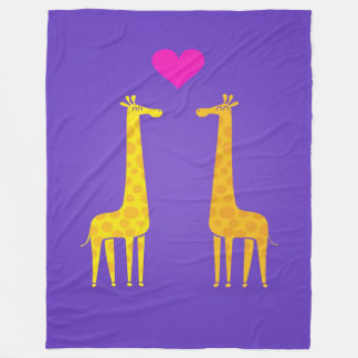 Cute Cartoon Giraffe Couple in Love Fleece Deken