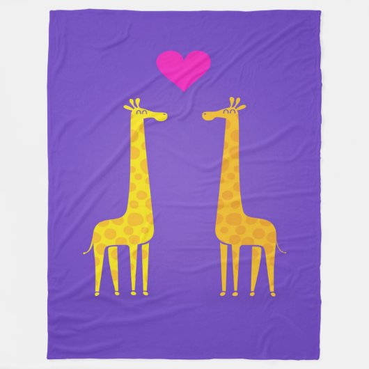 Cute Cartoon Giraffe Couple in Love Fleece Deken (Voorkant)