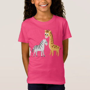 Cute Cartoon Giraffe en Zebra African Safari T-shirt