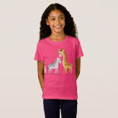Cute Cartoon Giraffe en Zebra African Safari T-shirt (Voorkant volledig)