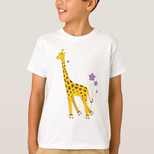 Cute Cartoon Giraffe HuidKinderen Lange hoes T-shirt (Voorkant)