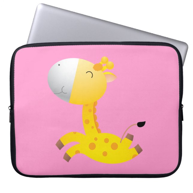 Cute Cartoon Giraffe Laptop Sleeve (Voorkant)