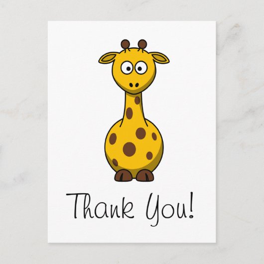 Cute Cartoon Giraffe Thank You Card Briefkaart (Voorkant)