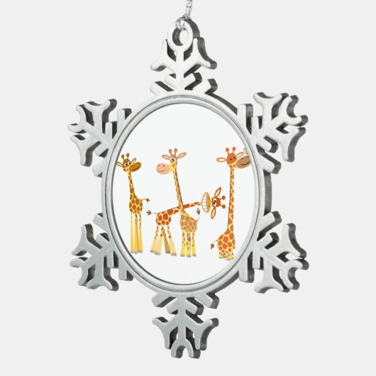 Cute Cartoon Giraffes: De Kudde Tin Ornament (Rechts)