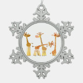 Cute Cartoon Giraffes: De Kudde Tin Ornament (Voorkant)