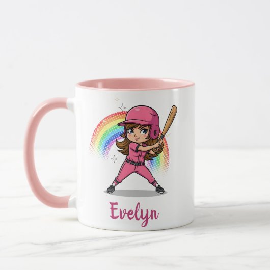 Cute Cartoon Girl Baseball Player in Pink Mok (Links)