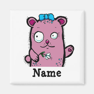 Cute Cartoon Girl Bear Waving Magneet