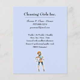 Cute Cartoon Girl Cleaning Service Flyer