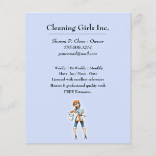 Cute Cartoon Girl Cleaning Service Flyer