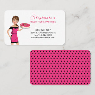 Cute Cartoon Girl Holding Cake Food Bakery Pastry Visitekaartje