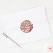 Cute Cartoon Girl Making a Cake Ronde Sticker (Envelop)