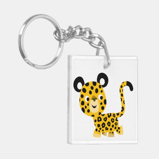 Cute Cartoon glimlachen Lopard AcrylSleutelhanger Sleutelhanger (Voorkant Links)