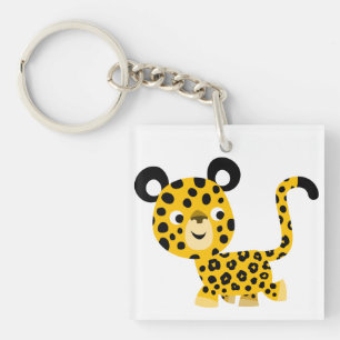 Cute Cartoon glimlachen Lopard AcrylSleutelhanger Sleutelhanger