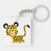 Cute Cartoon glimlachen Lopard AcrylSleutelhanger Sleutelhanger (Achterkant)