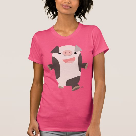 Cute Cartoon glimlachen Varkenspijn T-shirt vrouwe (Voorkant)