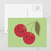 Cute Cartoon glimlachend Kawaii Cherries Briefkaart (Voorkant / Achterkant)