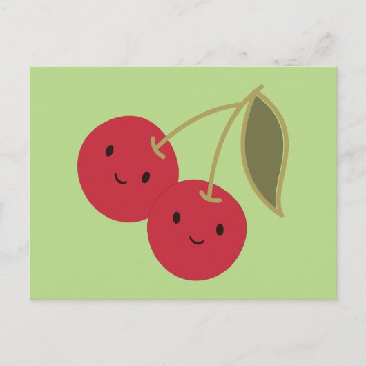 Cute Cartoon glimlachend Kawaii Cherries Briefkaart (Voorkant)