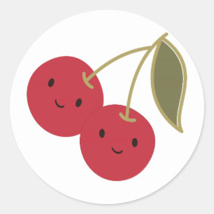 Cute Cartoon glimlachend Kawaii Cherries Ronde Sticker