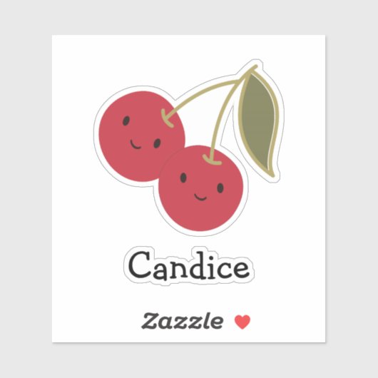 Cute Cartoon glimlachend Kawaii Cherries Sticker (Vel)