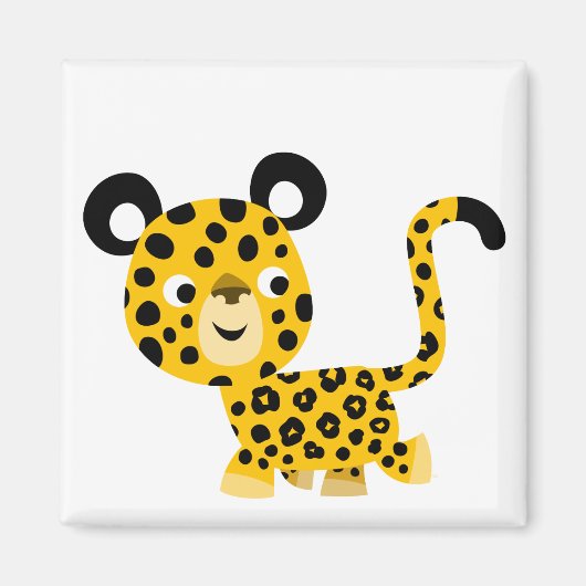 Cute Cartoon glimlachend leopard Magnet (Voorkant)
