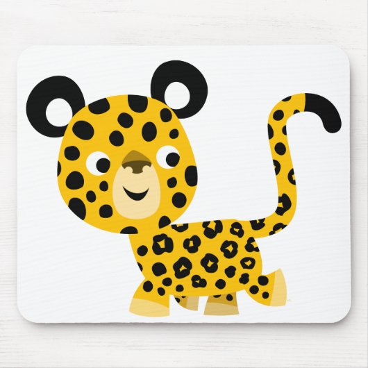 Cute Cartoon glimlachend leopard Mousepad Muismat (Voorkant)