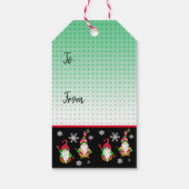 Cute Cartoon Gnome and Snowflakes Kerstmis Cadeaulabel (Achterkant)