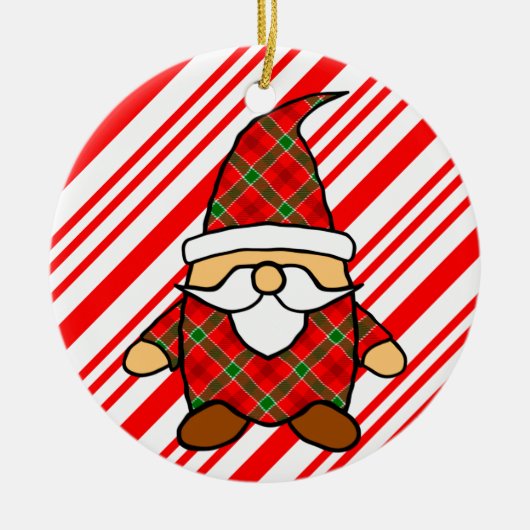 Cute Cartoon Gnome Candy Cane Tekening Keramisch Ornament (Voorkant)
