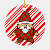 Cute Cartoon Gnome Candy Cane Tekening Keramisch Ornament (Achterkant)