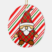 Cute Cartoon Gnome Candy Cane Tekening Keramisch Ornament (Links)