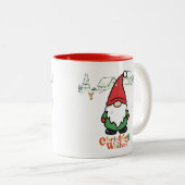 Cute Cartoon Gnome Christmas Wishes Tweekleurige Koffiemok (Voorkant rechts)