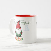 Cute Cartoon Gnome Christmas Wishes Tweekleurige Koffiemok (Voorkant links)