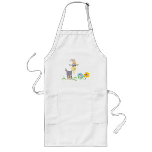 Cute Cartoon Goat and Flowers Cooking Apron Lang Schort