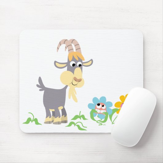 Cute Cartoon Goat and Flowers Mousepad Muismat (Met muis)