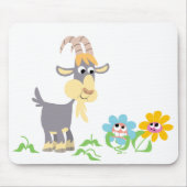 Cute Cartoon Goat and Flowers Mousepad Muismat (Voorkant)