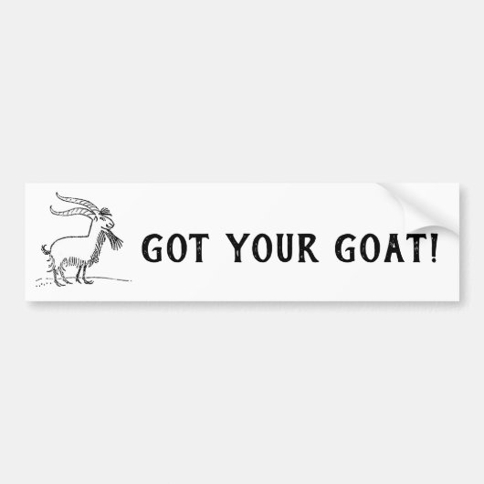 Cute Cartoon Goat, Black and White Farm Animal Bumpersticker (Voorkant)