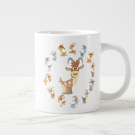 Cute Cartoon Goat Mandala Jumbo Mok (Rechts)