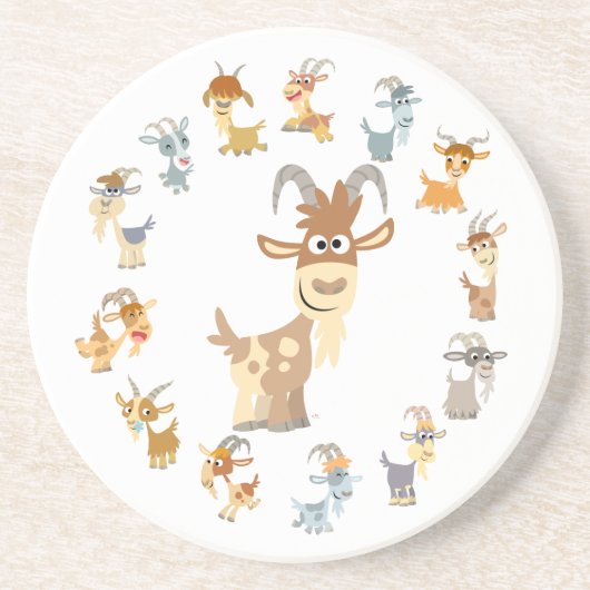 Cute Cartoon Goat Mandala Onderzetter (Voorkant)