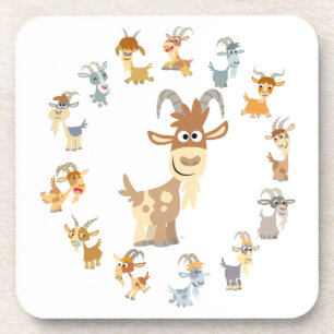 Cute Cartoon Goat Mandala Onderzetters Set