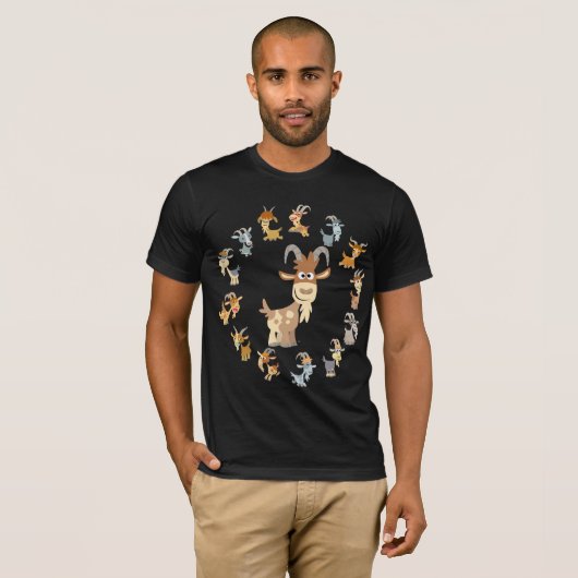 Cute Cartoon Goat Mandala T-Shirt (Voorkant volledig)