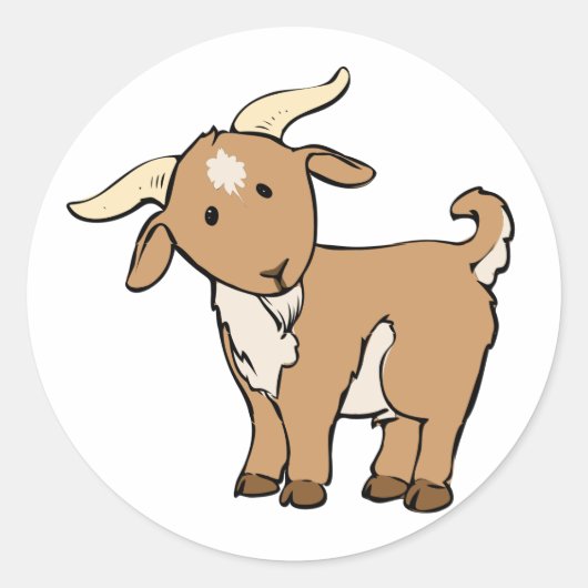 Cute Cartoon Goat Ronde Sticker (Voorkant)