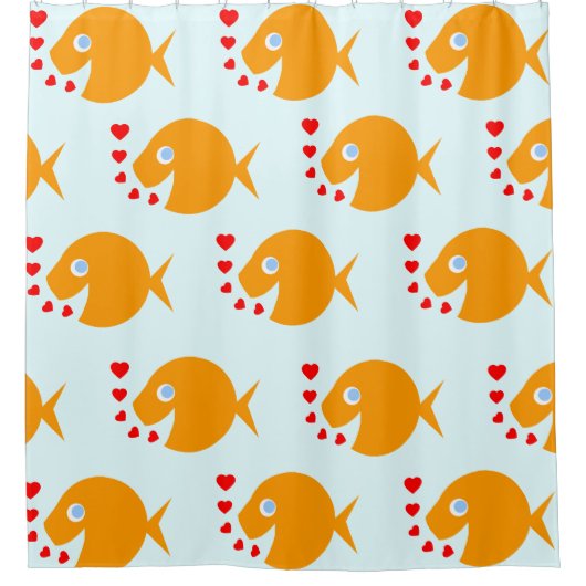 Cute Cartoon Goldfish Bblazen Kisses Kinder Douchegordijn (Voorkant)