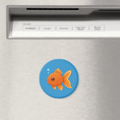 Cute Cartoon Goldfish on Blue Magneet (Insitu (Vaatwasser))