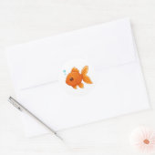 Cute Cartoon Goldfish on White Ronde Sticker (Envelop)